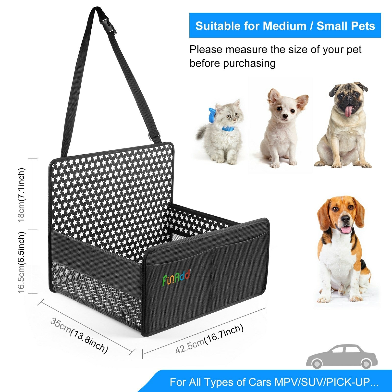 FUNADD FA2003 Anti-dirt Car Trip Pet Safety Seat Breathable Dog Cat Nest FUNADD FA2003 Anti-dirt Car Trip Pet Safety Seat Breathable Dog Cat Nest